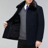 Middle-aged and Elderly Men's Short Cashmere Coat Daddy's Winter Plush Woolen Windbreaker Lapel with Fur Collar Coat