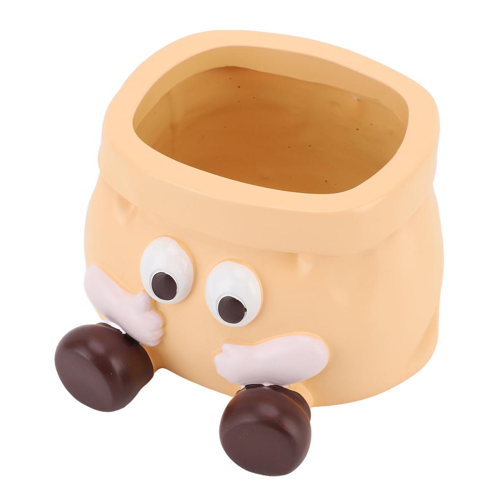 Succulent Pot Resin Cute Decorative Planter with Drainage for Ornament Entryway Key Storage Yellow