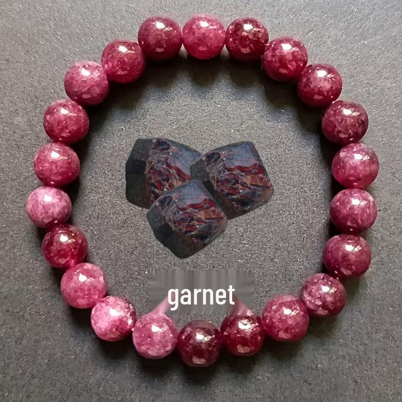 Crystal & Natural Stone Beaded Bracelet: Ruby Zoisite, Strawberry Quartz, Lapis Lazuli