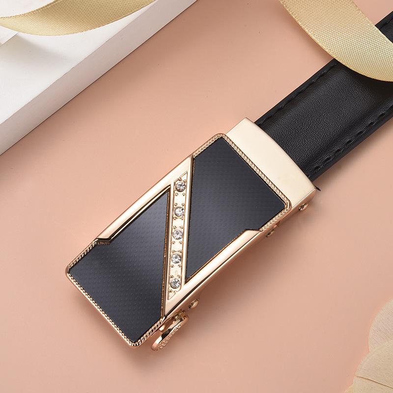 Stylish Women's Automatic Buckle Leather Belt - Genuine Leather, Korean Trend, Versatile Fashion Waistband for Students