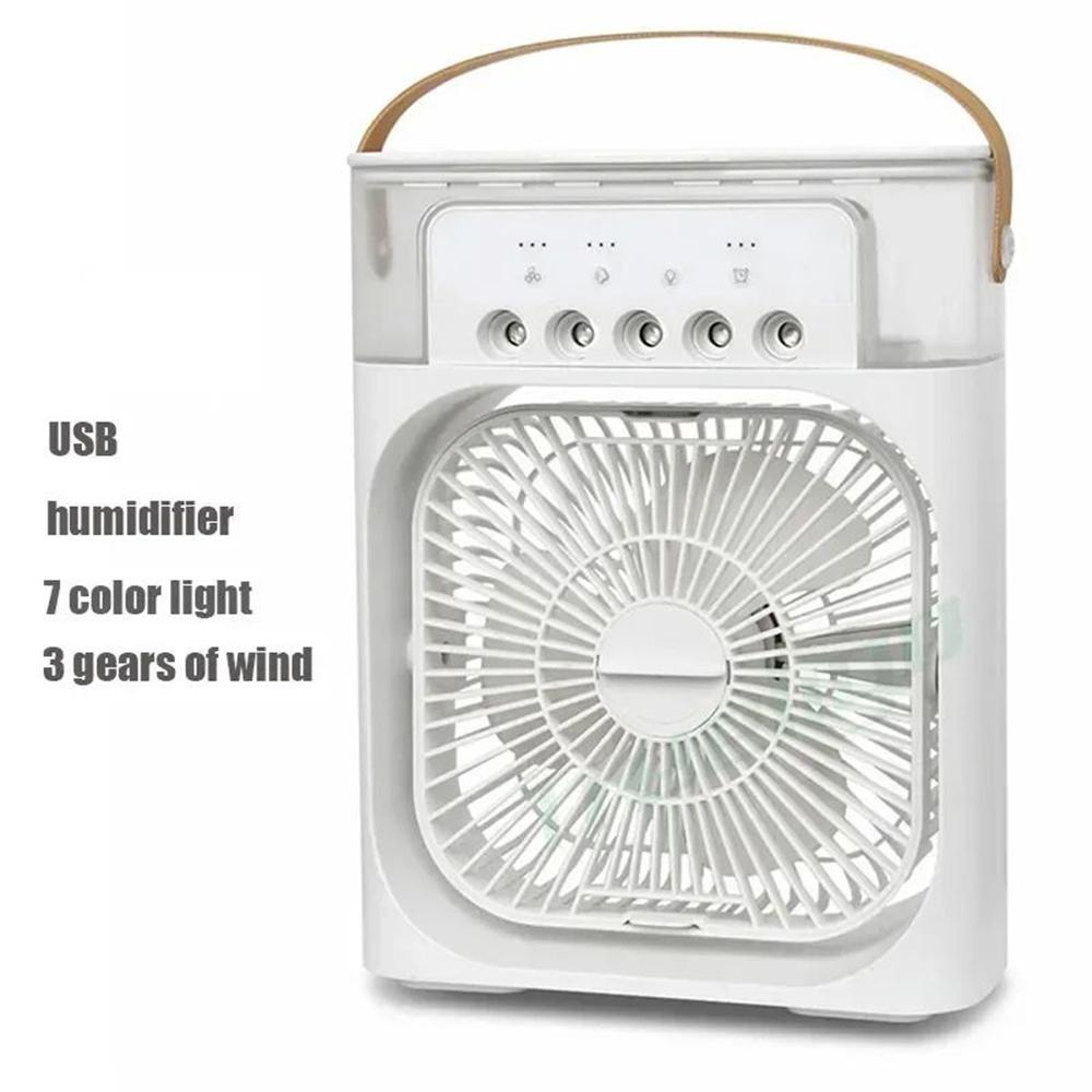Portable Humidifier Fan Air Conditioners USB Electric Fan LED Night Light Water Mist Fun 3 In 1 Air Cooler Humidifie for Home
