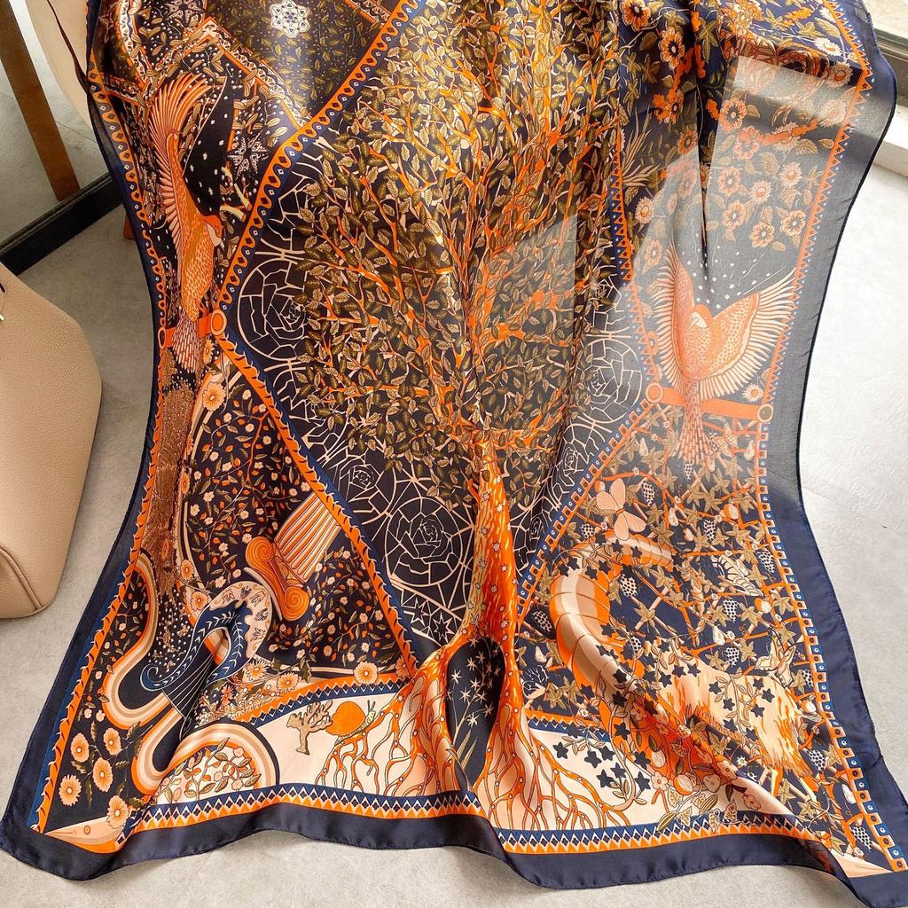 Wysokiej jakości luksusowe jedwabne szale z pałąkiem na głowę szaliki szalik dla kobiet łańcuszek jedwabny szal damski dekoracyjny szal