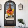 Door Enchanting Thanksgiving Decor Featuring Rustic Autumn Wreath With Dark Maple Leaf Hat