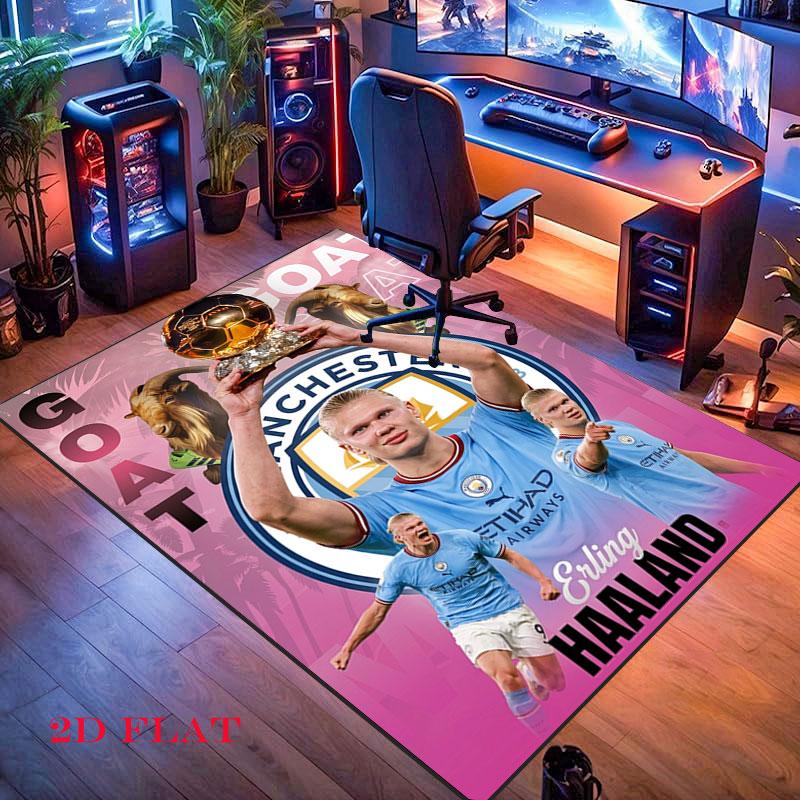 Erling Haaland Player Carpet Rug for Living Room Bedroom Home Sofa Decoration,Kids Play Nonslip Floor Mat