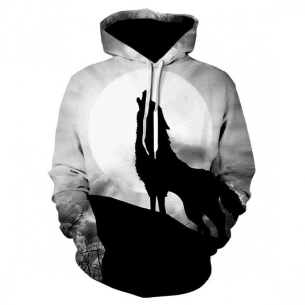 Fox and Wolf 3D Digital Printed Men's Street Trendy Hoodie Sweatshirts