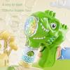 Non-Toxic 6-Hole Dinosaur Bubble Machine Electric Bubble Gun With Light Fully Automatic Bubble Gun Automatic Soap Blower Outdoor Game Toy