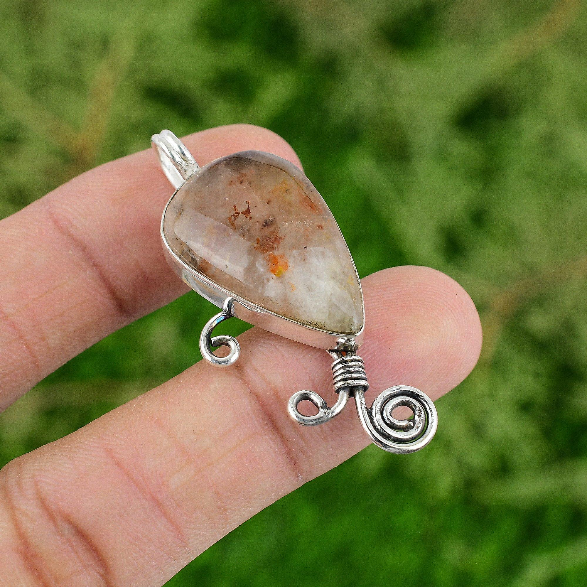 

Daughters Day Deal 925 Sterling Silver Elestial Quartz Stone New Pendant Jewelry