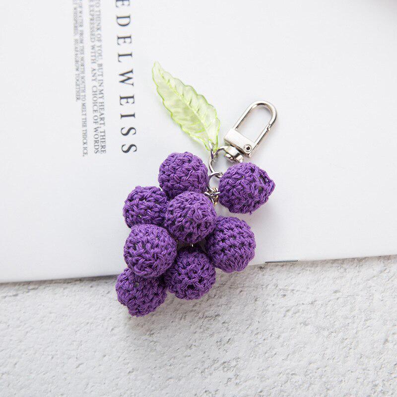 Buy Grape Keychains Cute Knitting Wool Grape Car Key Chain