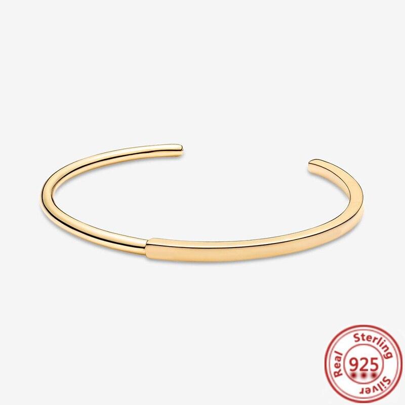 100 %925 Sterling Silver Bracelet Original Fashion Classic Series I -D Open Bracelet Fit Beads Charms Diy Gift For Women Girl