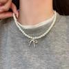 Bow Pearl Double-Layer Necklace 2024 Hot Clavicle Chain High-End Light Luxury Niche Necklace Accessory for Women