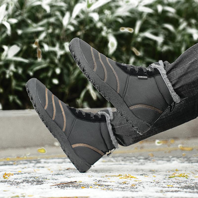 Autumn and Winter Men's Warm Cotton Boots Plus Cotton Goose Down Cotton Shoes Men's Snow Boots Thick Warm Shoes