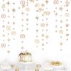 Champagne Gold 60th Birthday Decorations Number 60 Circle Dot Star Garland Metallic Streamer Banner for Women Mens Cheers to 60 Years Old Birthday