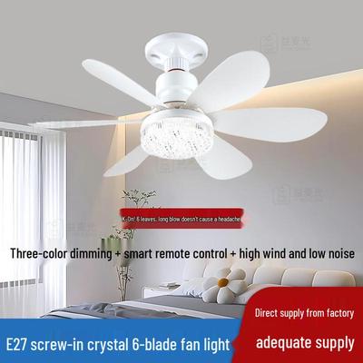 LED Deckenventilator mit leisen abnehmbaren Kristallblättern und hohem Luftdurchsatz, E27 Schraubsockel, Blumendesign