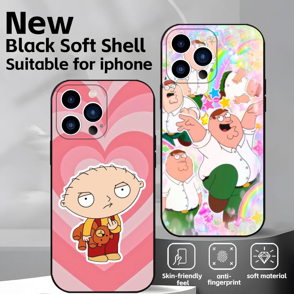Anime F-Family G-Guy Phone Case For iPhone17 16 16e 15 14 13 12 11 Plus Mini Pro Max Soft black Shockproof Cover