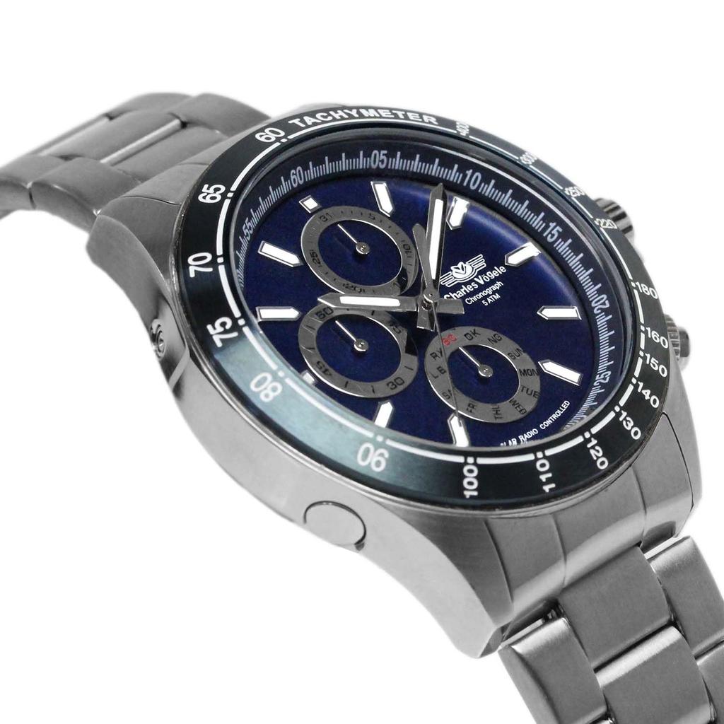 Uhr Radio Solar Chronograph Marke Blau [Charles Hogel] Herren CV9095-5