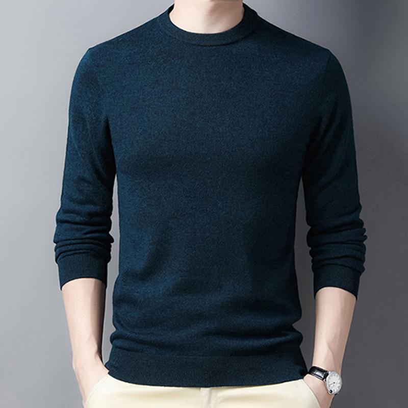 Spring and Autumn Men's Pure Wool Sweaters, Round Neck Bottoming Shirts, Business Casual Sweaters for Men