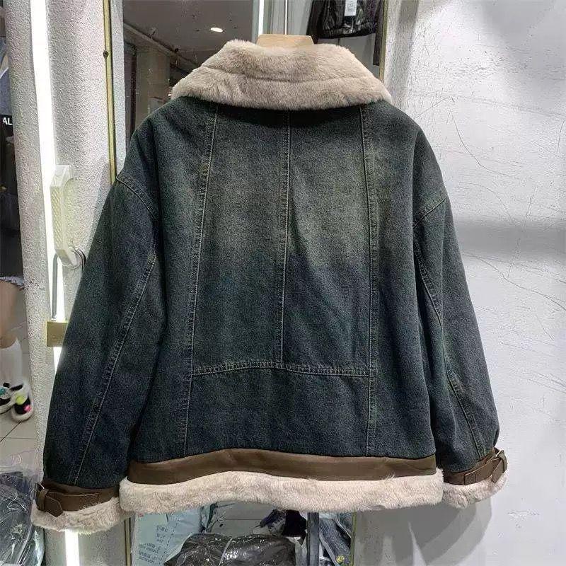 Winter Retro Denim Jacket: Slimming, Velvet-Lined, Hong Kong Style, Cotton-Padded, Mix & Match Outerwear