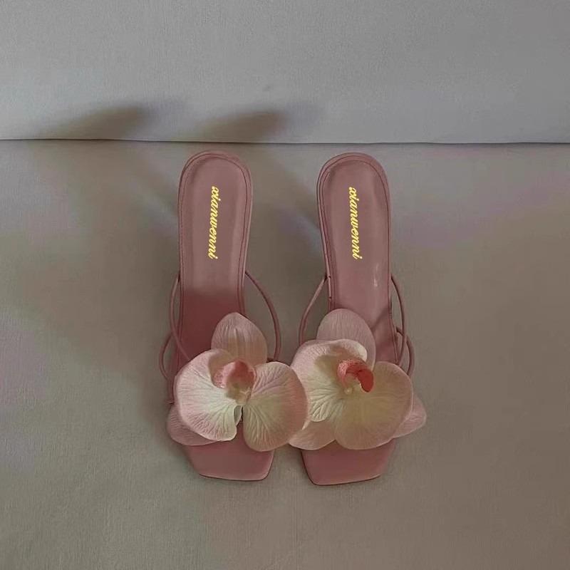 Fashion Spring Summer New Luxury Women's High Heels Sandals Elegant Style Flower Toe High Heels Slippers Casual Summer Women's Shoes