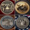 US 250th Anniversary Souvenir Coin Double-Sided Carved United States History Commemorative Badge