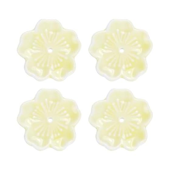 uxcell 4pcs Ceramic Incense Holder with Cherry Blossom Pattern, 4.6x4.6x0.9cm, Ceramic Incense Burner for Home, Chopstick Rest, Desk Decoration, Home
