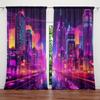Future City Painting Printed Curtain for Home Decor - Rod Pocket Window Treatment for Bedroom   Kitchen   Living Room
