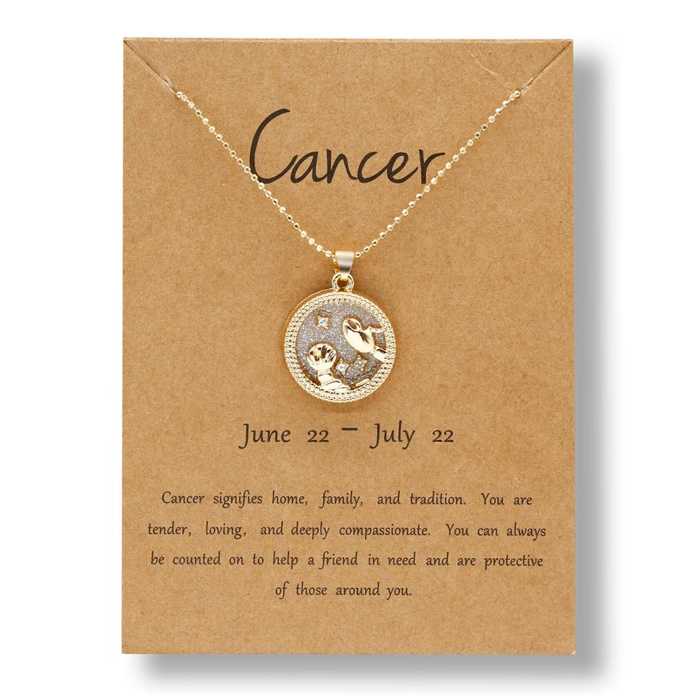 

Fashion Star Zodiac Sign 12 Constellation Necklace Pendant Aries Leo Chain Choker Necklaces for Women Birthday Jewelry Gifts Rosegold