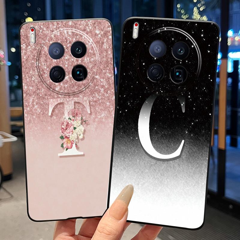 Cover For Tecno Camon 40 Premier 5G Case New Letter With Flower Shiny Starry Sky Soft Silicone Black Back Anti-scratch Cover
