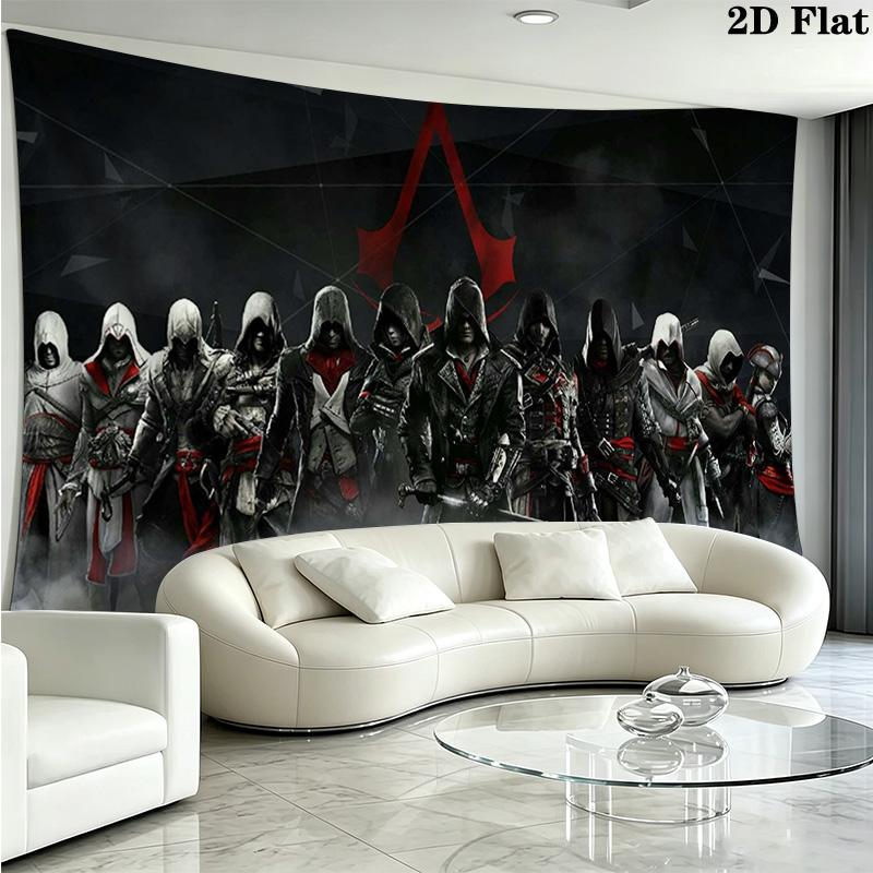 Assassin Creed Wall Tapestry Aesthetic Wall Hanging Printed Fabric Blanket Decorative Tapestries for Bedroom Living Room Home Decor