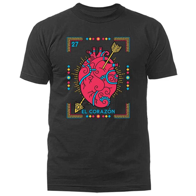 EL CORAZON MEXICAN LOTERIA CARD GRAPHIC T-sHIRT S