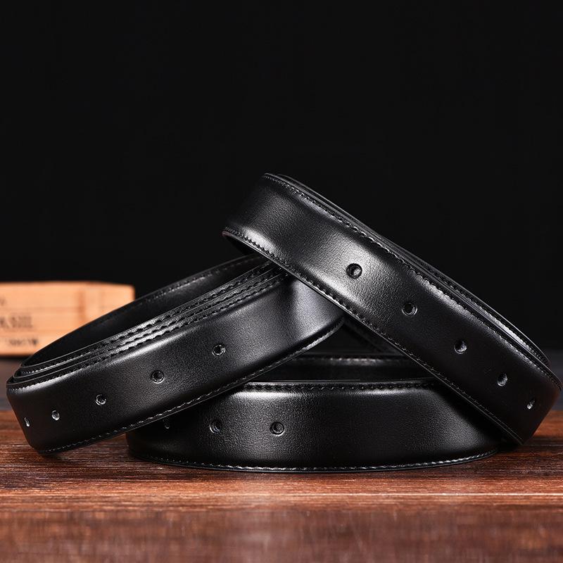 Men's Genuine Perforated Leather Belt Strap, Needle Buckle, 3.2 Cowhide, No Buckle Included, 3.0 Width.