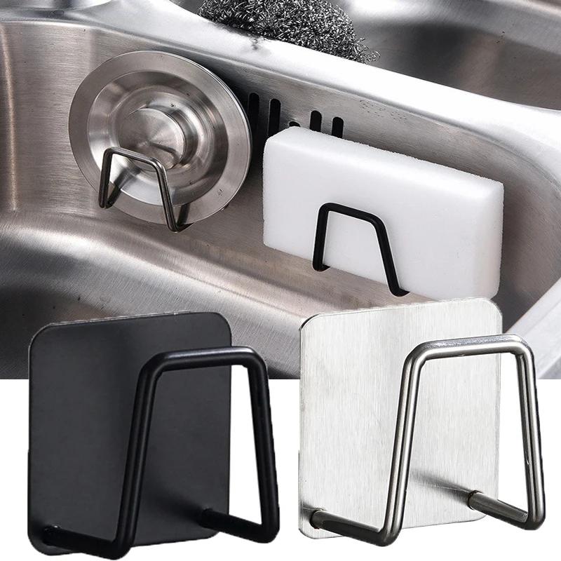 Nieuwe Keuken Roestvrij Staal Sponsjes Houder Afvoer Droogrek Zelfklevend Spoelbak Keuken Haken Kleerhanger Accessoires Opberg Organi