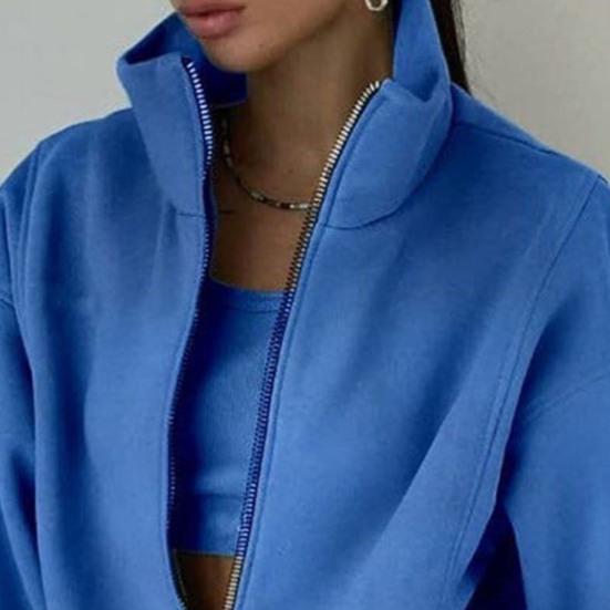 Women 2 Piece Outfits Stand Collar Half Zip Sweatshirts Wide Leg Sweatpant Tracksuit Oversized Sweatsuit Lounge Set