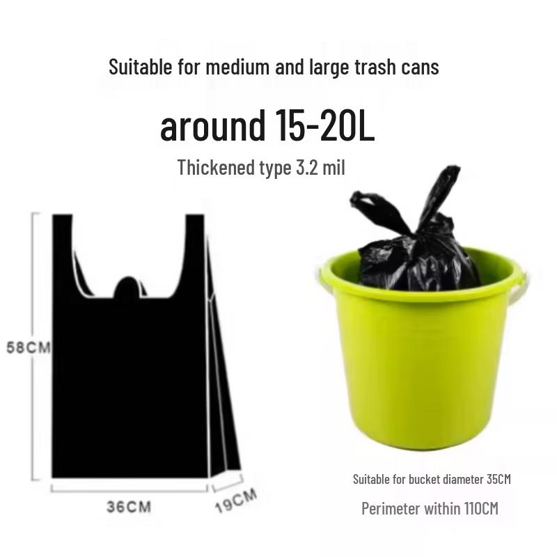 AVADEN Vest-Style Black Plastic Garbage Bags