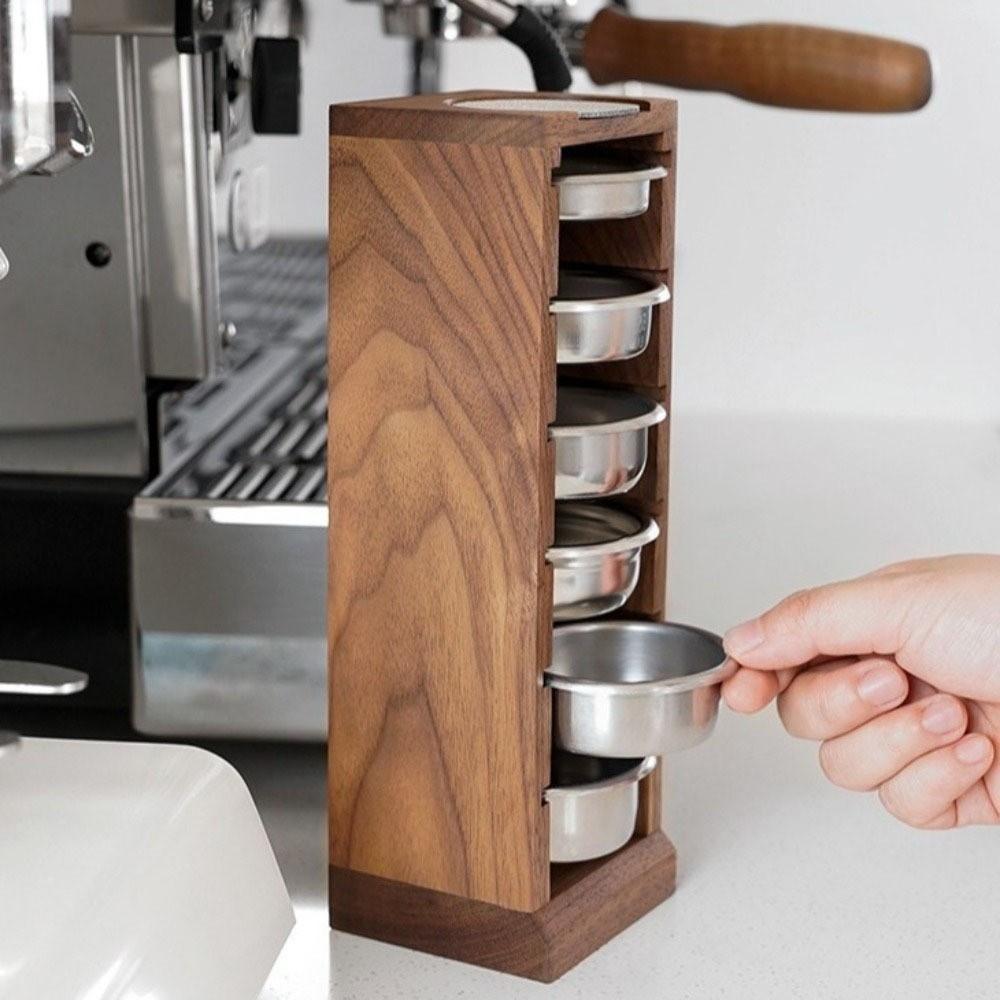 Wooden Coffee Bowl Filter Storage Rack Walnut Barista Tools  Cafe Supplies