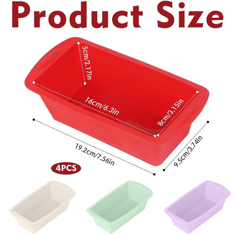 4Pcs Silicone Bread Mold Set Nonstick Loaf Tin Bakeware Cake Pastry Bread Baking Mold Bread Pan Baking Tray Loaf Pan Baking Tool