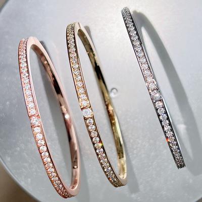 Top Quality Pure 925 Sterling Silver Jewelry for Women Gold Bangle Diamond Bangle Wedding Party Jewelry New Bangle Gift Jewelry