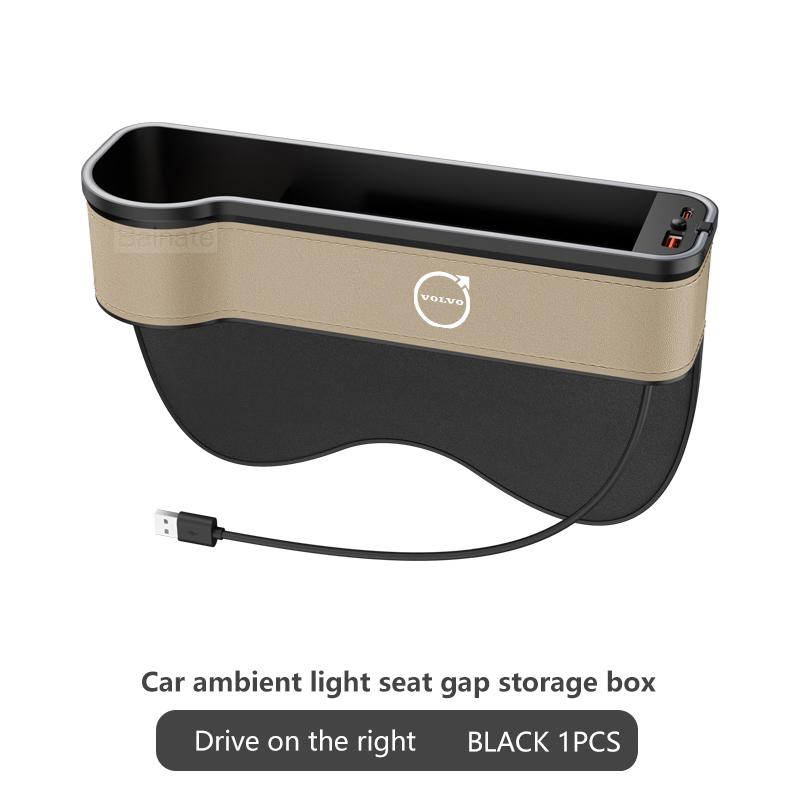 NEUE Auto-Spalt-Aufbewahrungsbox USB Bunte LED für Volvo V60 V40 XC90 S60 XC60 S90 V90 CX70 XC40 C40 C70 EX90 Sitzspalt-Tasche