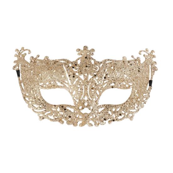 Masquerade Half Face Mask for Women Hollow Carving Glitter Party Mask Lightweight Comfortable Elastic Strap Halloween Costume Accessory