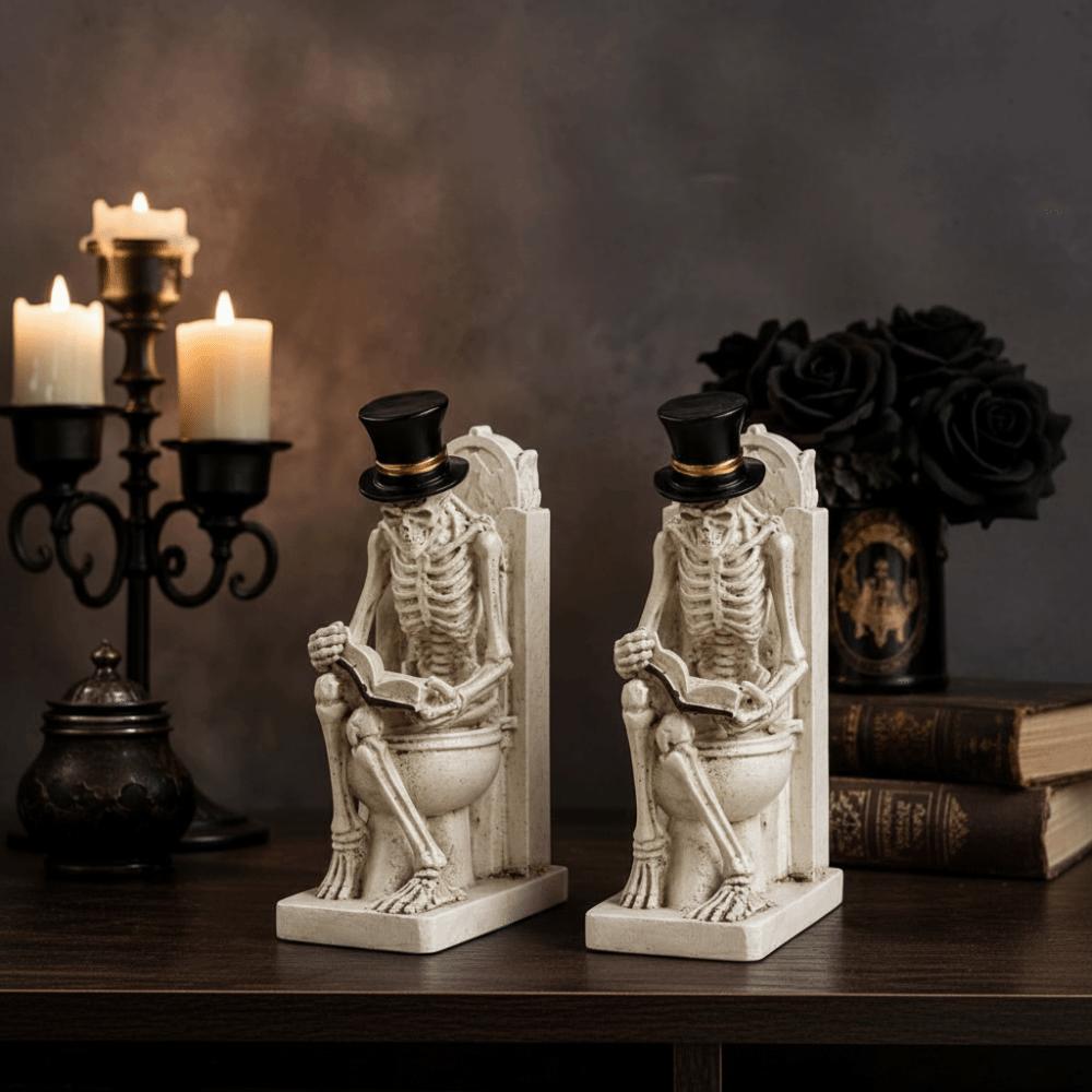 Durable Resin Toilet Skeleton Statue Vintage Style Gothic Resin Decor  Office desk