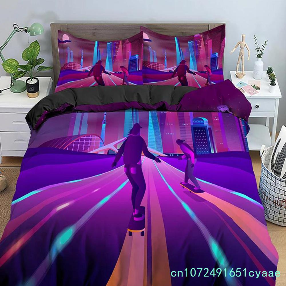 Retro Duvet Cover Set Vintage Give Me Back 80s Pattern Bedding Set Microfiber Queen King Size Quilt Cover 3Pcs For Teens Adult