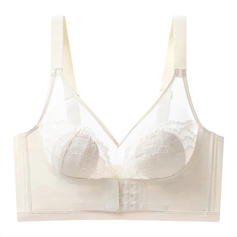 Front buckle type ultra-thin large breasts and small underwear for women without steel rings to gather and prevent sagging and close sub-breasts bra