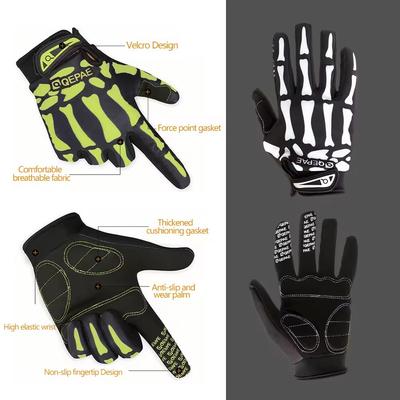 Full Finger Gloves Skeleton Print Warm Sport Cycling Glove Men and Women Skull Glove Anti-slip Mittens Bike Bicycle Equipment