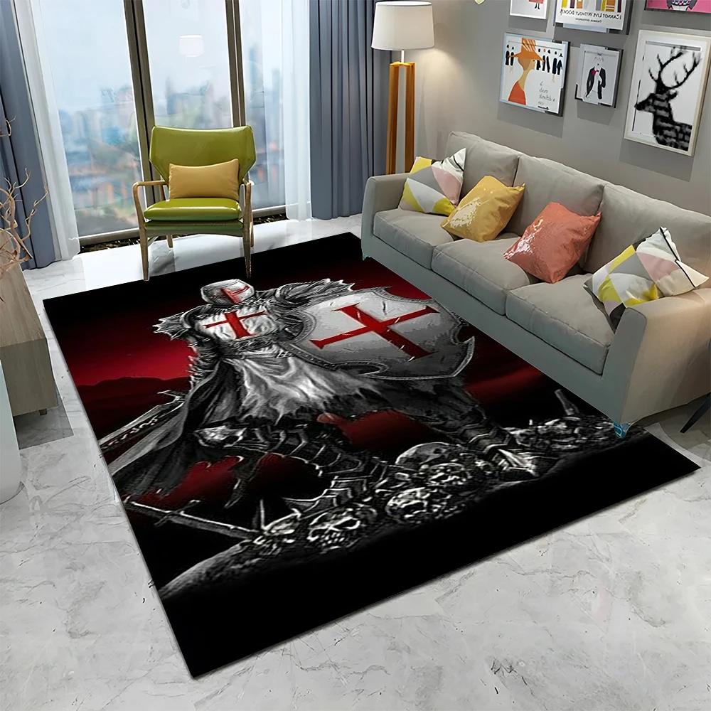 Rycerz Templariusz Krzyżowiec Gry Dywanik do Domu Salonu Sypialni Sofy Wycieraczka Dekoracja, Dywanik Obszarowy Antypoślizgowa Mata Podłogowa