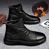 Black Martin Boots Men's Boots Men's British Style Autumn Fleece Warm Non-Slip Chelsea Medium Top Short Leather Boots