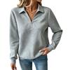 Casual Women S Loose Fit Long Sleeve Half Zip Polo Neck Solid Color Sweatshirt