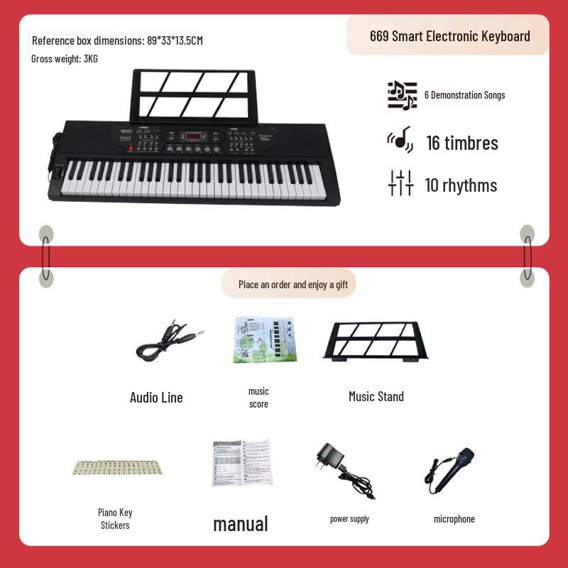 Portable 61-Key Electronic Keyboard for Beginner Students
