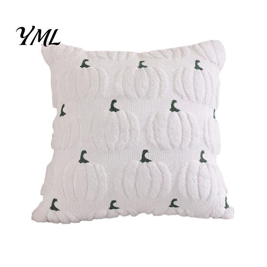 Soft Plush Ghost Decor Pumpkin Cushion Cover, Halloween Throw Pillow 18 X Inch Theme Indoor Cute Case for Spooky Season, Cozy Fall Home Decorative