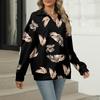 Women's Summer Fashion Casual  Printed V-Neck Long Sleeve Shirt Top