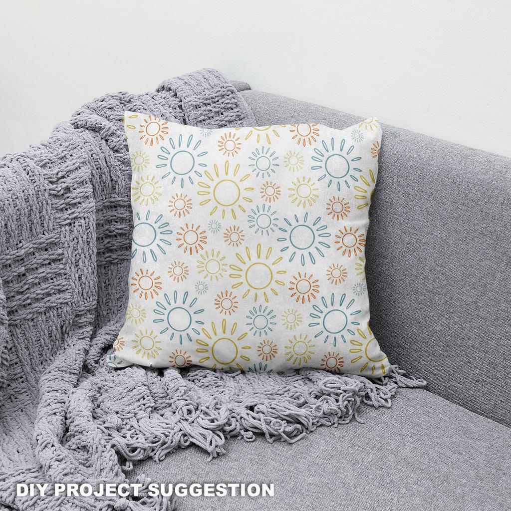 Royal Samt Stoff Polyester Zum Nähen - Motiv Bunte Sonne