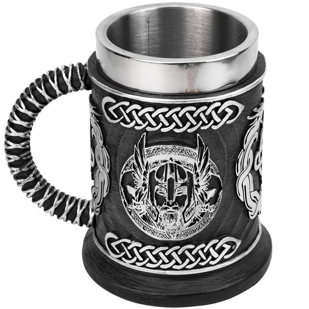 600ML Cup Universal Danegeld Tankard Mug Viking Unique Design Mugs Stainless Steel Insert Resin Beer Cup Party Halloween Gift